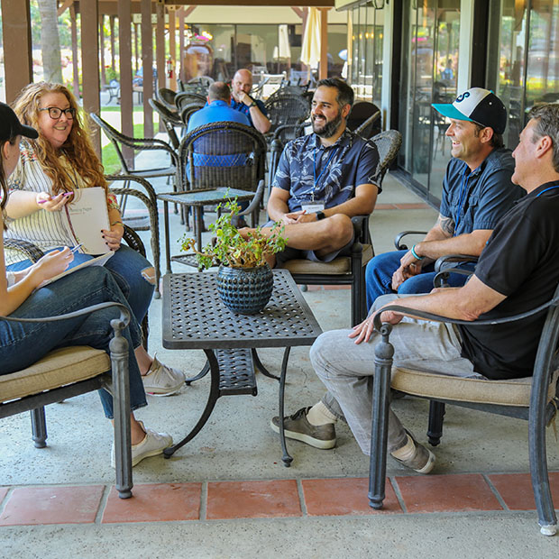 friends sitting outside