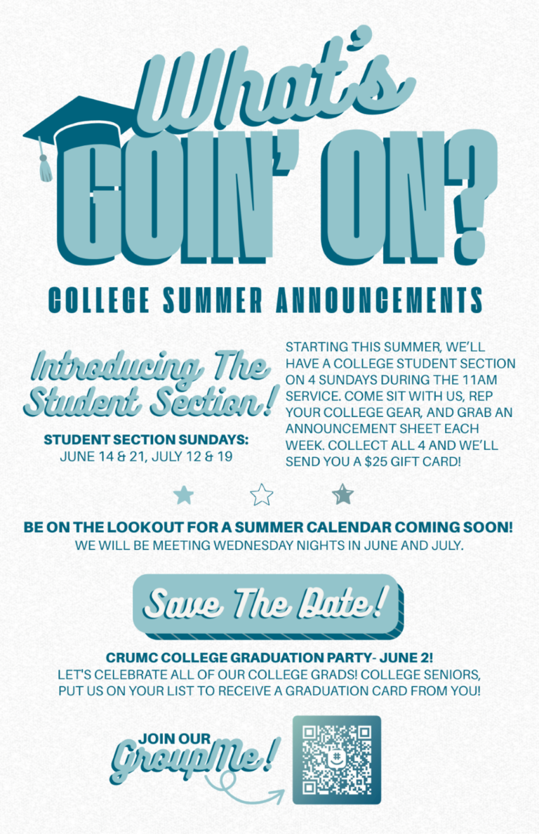 College Age Summer 2026 at Custer Road UMC Plano Texas